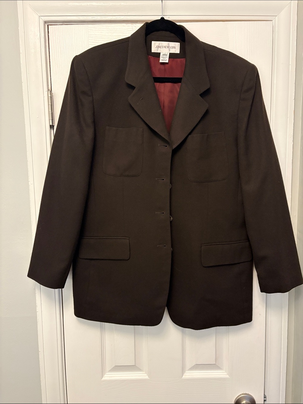 Jones New York Brown Single Breasted Blazer 14 Workwear Office Business Vintage